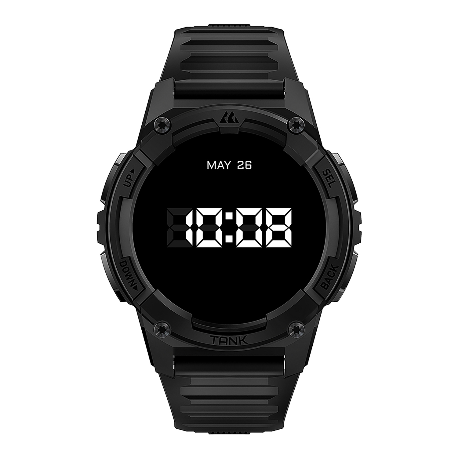 KOSPET TANK S2 1.32-In. AMOLED GPS Smartwatch with Silicone Band (Strawflower Black), P-S001-B