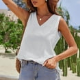 thumbnail image 3 of qucoqpe Womens Summer Linen Tank Tops V Neck Sleeveless Solid Color T-shirts Casual Loose Lightweight Pullover Tops, 3 of 8