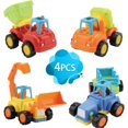 thumbnail image 2 of Juguetes de coches de fricción, 4 vehículos de construcción para empujar y avanzar, juguetes educativos tempranos para niños de 1 a 3 años., 2 of 8