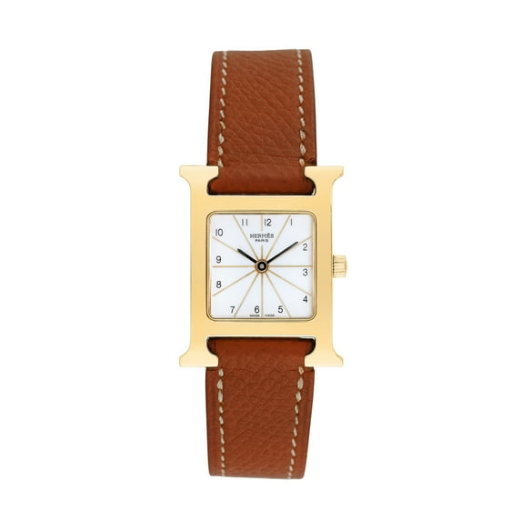Pre-Owned Hermes Women's H-Watch 22mm Tan leather Wristwatch