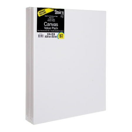 - Bulk Stretched Canvas Value Pack: 16x20 White Art Canvases, 5 pack