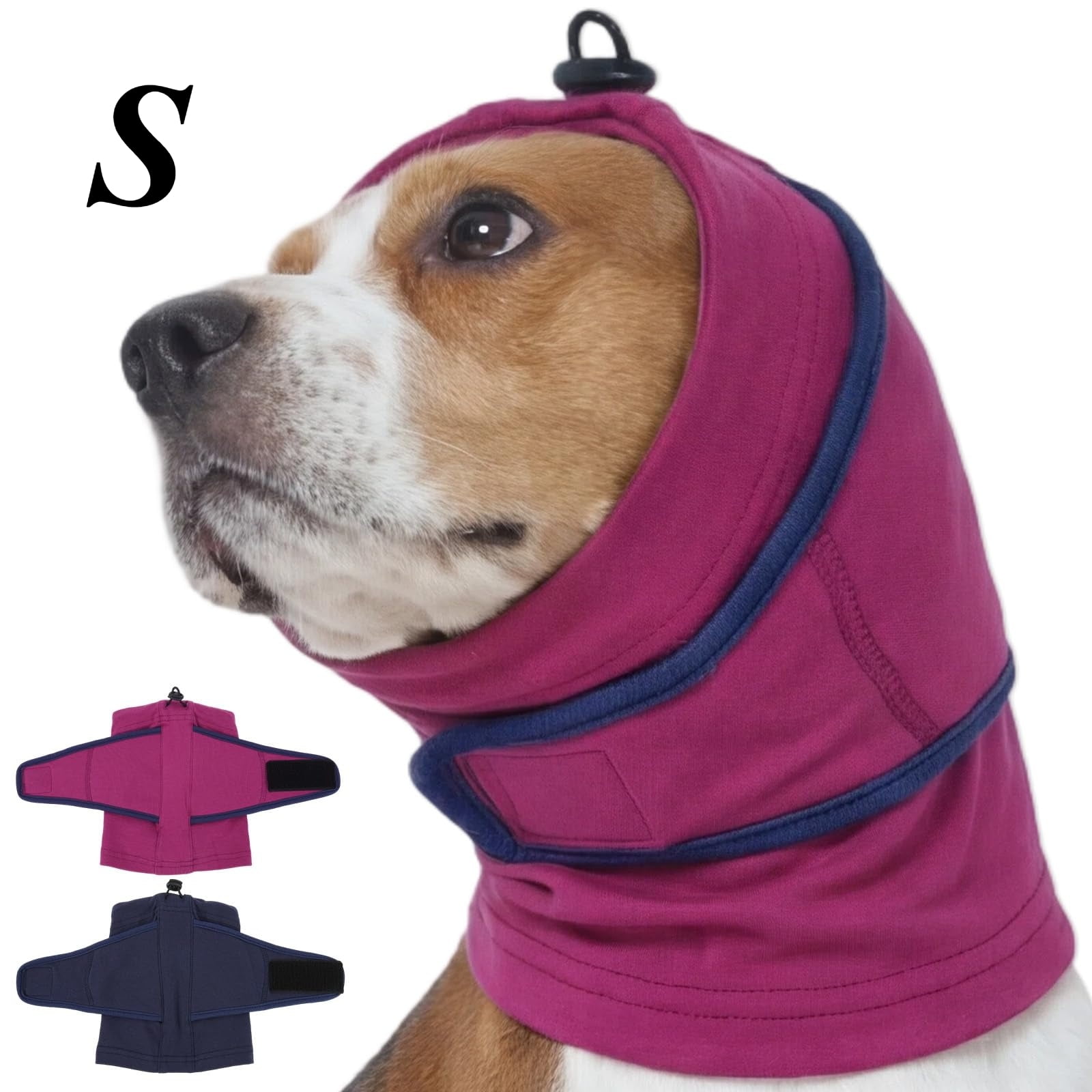 Soft Calming Dog Ear Wrap Hoodie 3 Layer Noise Reduction Sound Proof Pet Snood for Fireworks Bath Grooming Adjustable Cotton Ear Protection Cover S/M/L