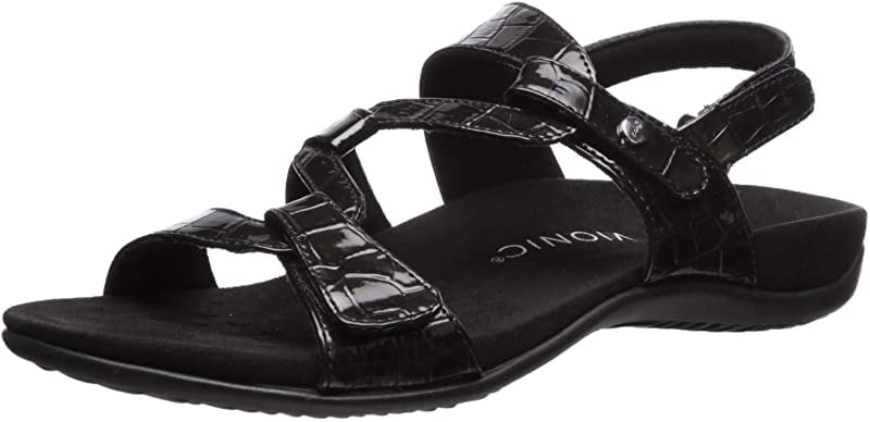 vionic black patent sandals