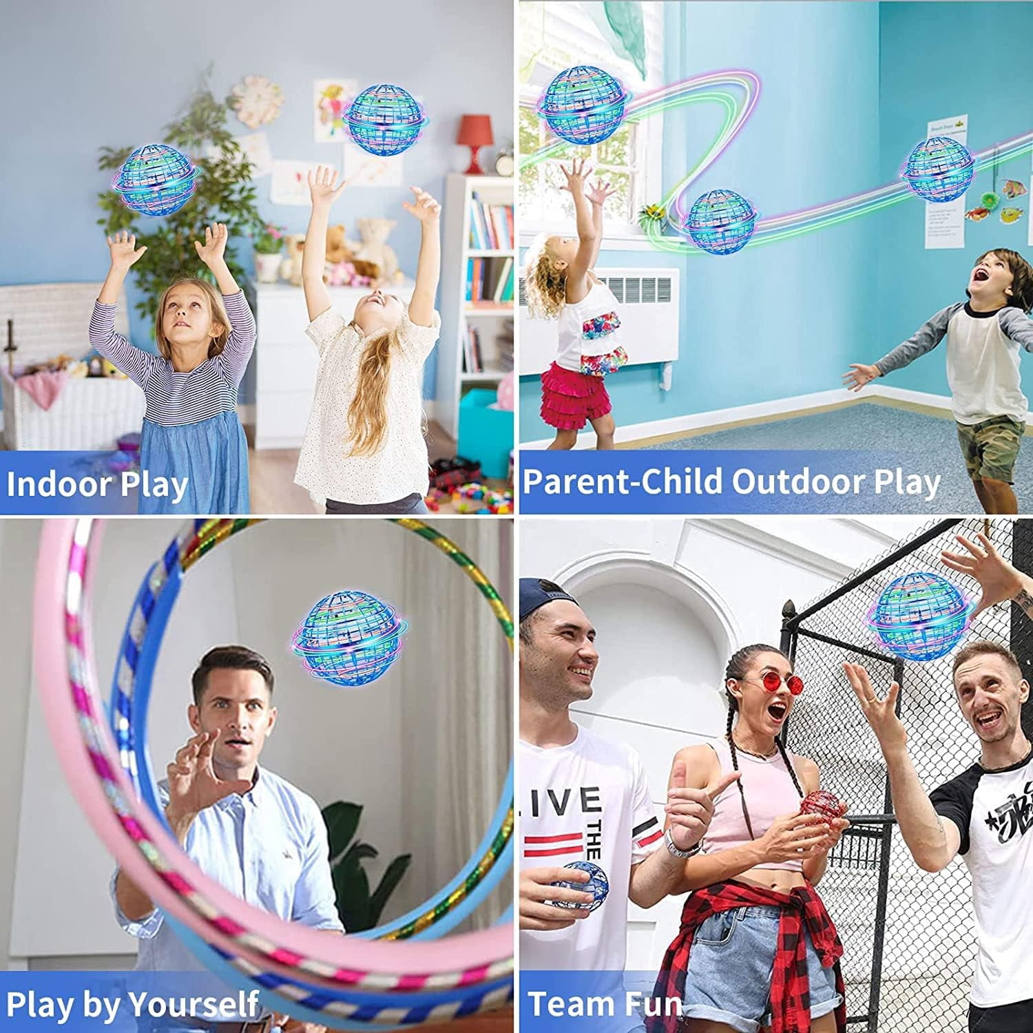 2 pack Flying Orb Ball Toy, Cosmic Globe Boomerang Hover Ball Galactic Fidget Spinner,360°Rotating Boomerang Ball,Mini Floating Toy for Boys Girls Teens Indoor Outdoor Toys(Blue)