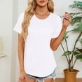 thumbnail image 4 of TYGHBN Women's Summer Tops Trendy Short Sleeve Shirts Smocked Crewneck Tee Womens Oversized Tee Short Loose Work Tops Women Cheer Long Sleeve Shirt Athletic Long Sleeve Shirt Women Fitted Lightweight, 4 of 7