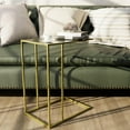 thumbnail image 5 of C Shaped End Side Table Set of 2,Couch Sofa Table for Small Space,Tempered Glass Snack Side Table with Metal Frame for Living Room, Bedroom, Bedside, Modern Style, Gold, 5 of 9