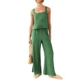thumbnail image 4 of Lucakuins - Conjunto de pantalones de pierna ancha con banda elástica para mujer, 2 piezas, color sólido Lucakuins moda, 4 of 9