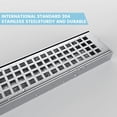 thumbnail image 6 of Linear Shower Drain, Shower Drain 24 Inch with Removable Grate Cover, Brushed 304 Stainless Steel Shower Floor Drain, Linear Drain with Leveling Feet,Hair Strainer, 6 of 7