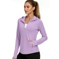 thumbnail image 2 of Oiangi 1/4 Zip Sun Shirts Women UPF 50+ Protection SPF Tops Long Sleeve Quick Dry Hiking Shirts Thumb Holes with Pockets Purple M, 2 of 7