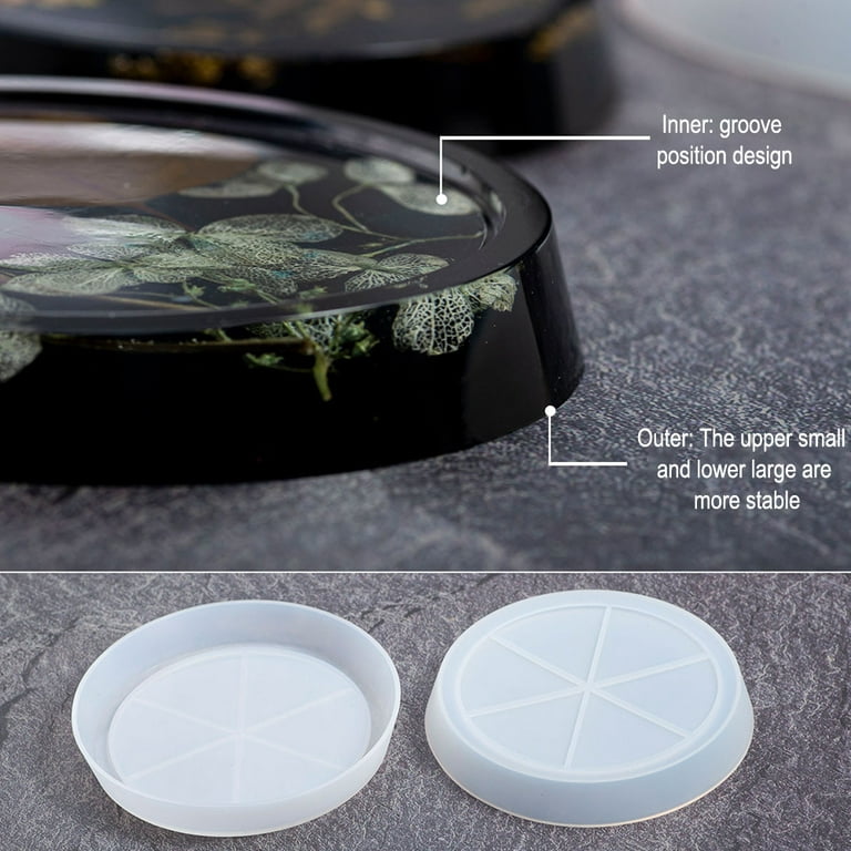 Hibalala 2pcs Resin Holographic Resin Molds, Round Laser Coaster Silicone Molds for Epoxy Resin, Shiny Molds for Resin Casting, DIY Cup Mat, Size: 115
