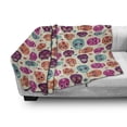 thumbnail image 3 of Sugar Skull Soft Flannel Fleece Throw Blanket, Colorful Skull Silhouettes Hearts and Flowers Carnival Celebration Theme, Cozy Plush for Indoor and Outdoor Use, 50" x 60", Multicolor, by Ambesonne, 3 of 6