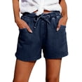 thumbnail image 7 of Women's Jean Shorts Drawstring Mid Waisted Denim Shorts with Pockets Casual Summer Jeans Trendy by Yigetop Dark blue S, 7 of 7
