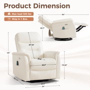 ATHOPE Power Recliner Chair for Adults with Massage & Heating, Swivel Glider Rocking Chair with USB Charging Port & Side Pockets, Executive Leather Living Room Chair, White