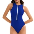 thumbnail image 4 of YUEVORA One Piece Swimsuit for Women, Zip Up Sleeveless Athletic Bathing Suit, High Neck Training Swimwear for Swimming Water Sports（S-3XL), 4 of 4