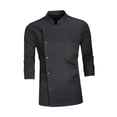 thumbnail image 3 of Chaqueta de chef otoño invierno transpirable para hombre mujer clásica negra camarero camarera M, 3 of 9