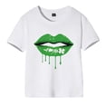 thumbnail image 1 of Blusas Termicas Gibobby, Camisetas con estampado de labios, Manga corta, para niños y niñas, verde, 2-3 años, 1 of 4