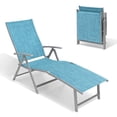 thumbnail image 6 of Pellebant Outdoor Chaise Lounge Aluminum Patio Folding Chair,Blue, 6 of 8
