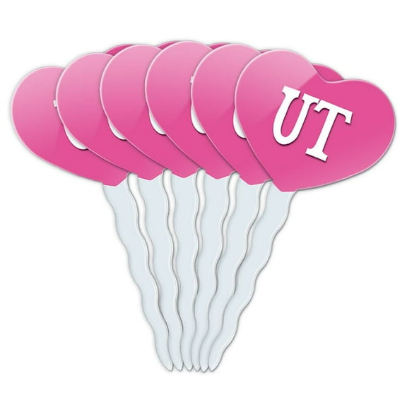 UT Heart Love Cupcake Picks Toppers - Set of 6