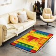 thumbnail image 2 of Erosebridal 3D Construction Area Rug 3x5, Building Blocks Rug , Rainbow Colorful Brick Yellow Red Carpet Funny Patchwork Geometric Rectangle Non Slip Accent Rug For Bedside, 2 of 6