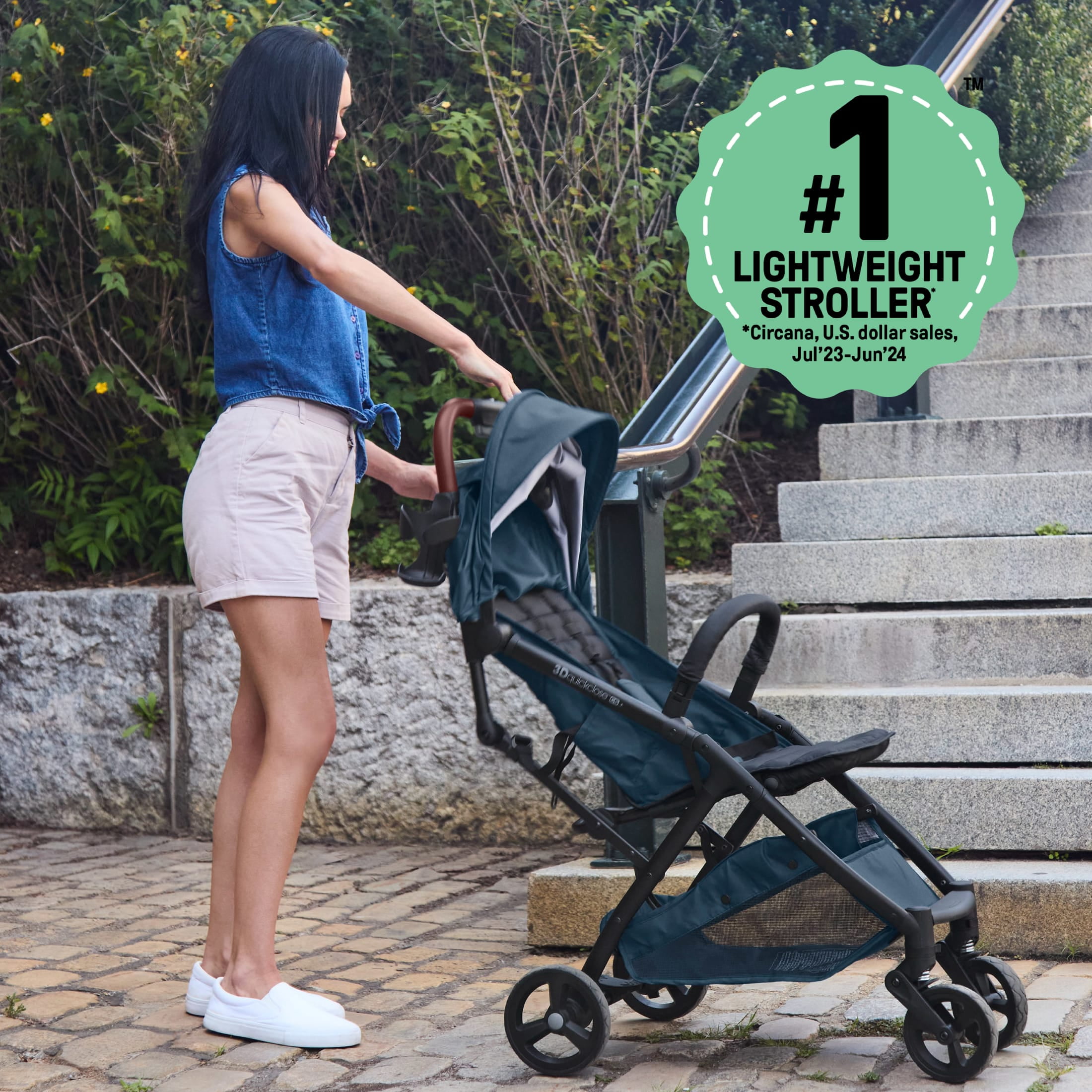 Ingenuity 3Dquickclose CS+ Compact Fold Infant Baby Stroller, Navy
