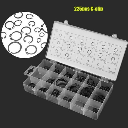 

Ejoyous 225pcs Internal & External Snap Retaining Ring Circlip Assortment Box Set 18 Sizes C-clip Internal Circlip