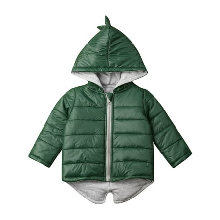 

Karuedoo Toddler Baby Girl Boy Hoodies Outwear Zipper Long Sleeve Dinosaur Padded Warm Winter Jacket Green 3-4 Years