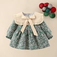 thumbnail image 2 of THDHVS Girls Long Sleeve Dress,Girls Floral Print Notched Lapel Dress Bow Tie Neck Long Sleeve Casual Maxi,Dresses for Girls 3-4 Years, 2 of 7
