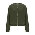 thumbnail image 5 of Dasayo Barn Coats for Women Fleece Bomber Green Motorcycle Crop Zip up Jacket Jackets for Women Trendy L, 5 of 7