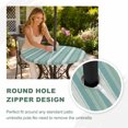 thumbnail image 4 of Round Outdoor Tablecloth with Umbrella Hole and Zipper, Teal Stripes Tablecloth with Elastic Waterproof, Farmhouse Striped Modern Abstra Patio Table Covers for 45" - 54" Picnic Pool Tables, 4 of 9