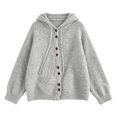 thumbnail image 4 of Vynhevius Women's Hooded Cardigan Sweater Solid Knit Button Down Loose Fit Soft Casual Daily Wear Tops, 4 of 5