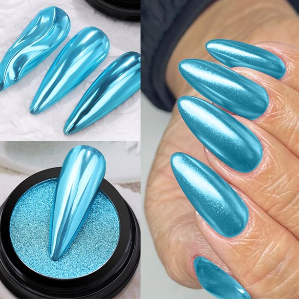 Polvo de uñas de espejo Moonlight, pigmento de efecto metálico fino de brillo plateado, esmalte de Gel UV, polvo cromado, decoraciones de uñas Aurora, 1 caja