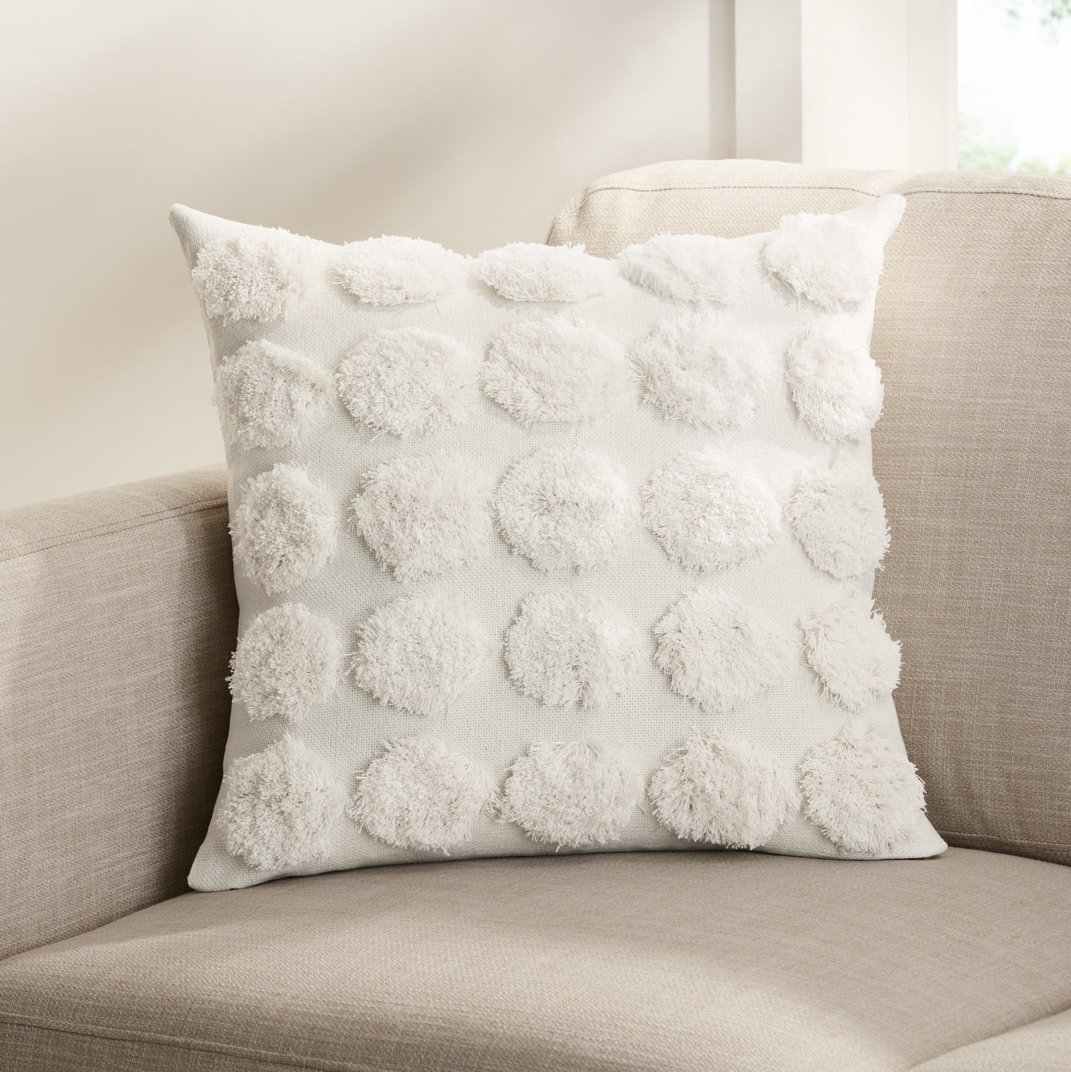 Modern Tufted Square Throw Pillow White - Threshold™