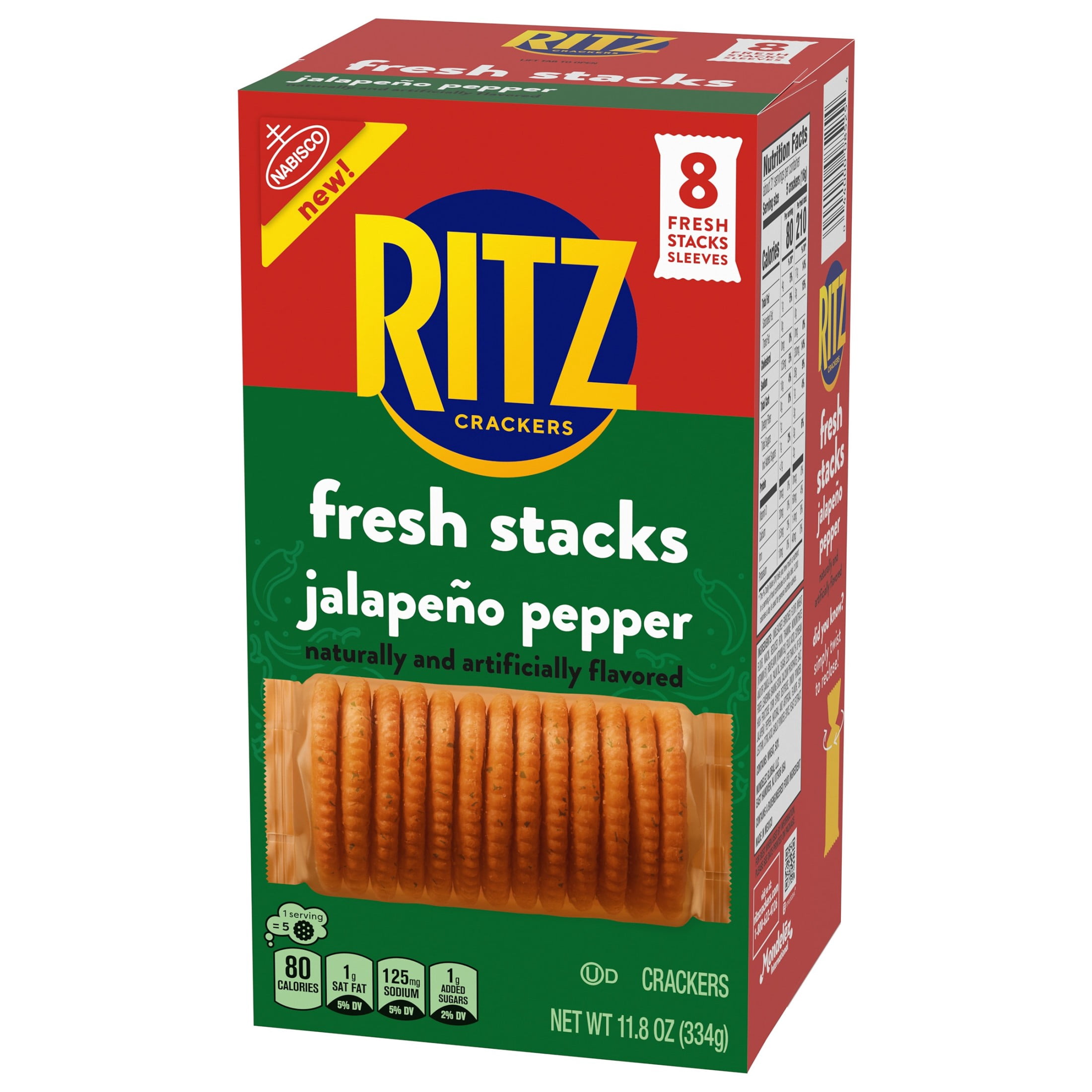 RITZ Fresh Stacks Jalapeno Pepper Crackers, Travel Snacks, 11.8 oz
