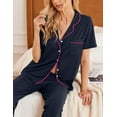 thumbnail image 6 of Avidlove Pajama Sets for Women 2 piece Short Sleeve Button Down Pj Sets with Long Pants Notch Collar Matching lounge set Sleepwear with Pockets, 6 of 7