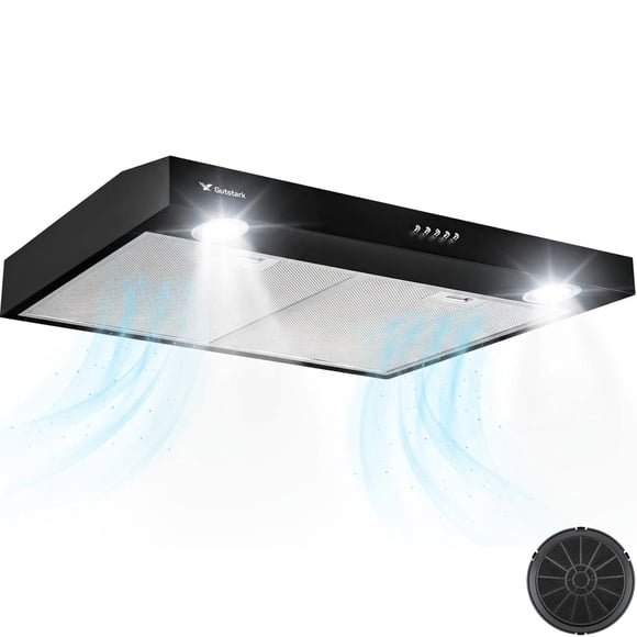 Campana Extractora Negra Cocina 76 Cm Gabinete Acero Inox