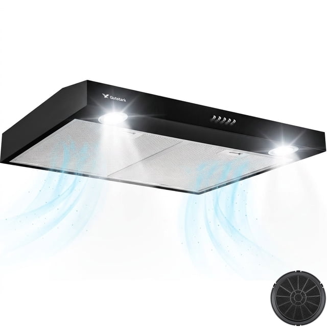 Campana Extractora Negra Cocina 76 Cm Gabinete Acero Inox