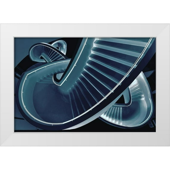 Van Maastricht, Henk 14x11 White Modern Wood Framed Museum Art Print Titled - Blue stair