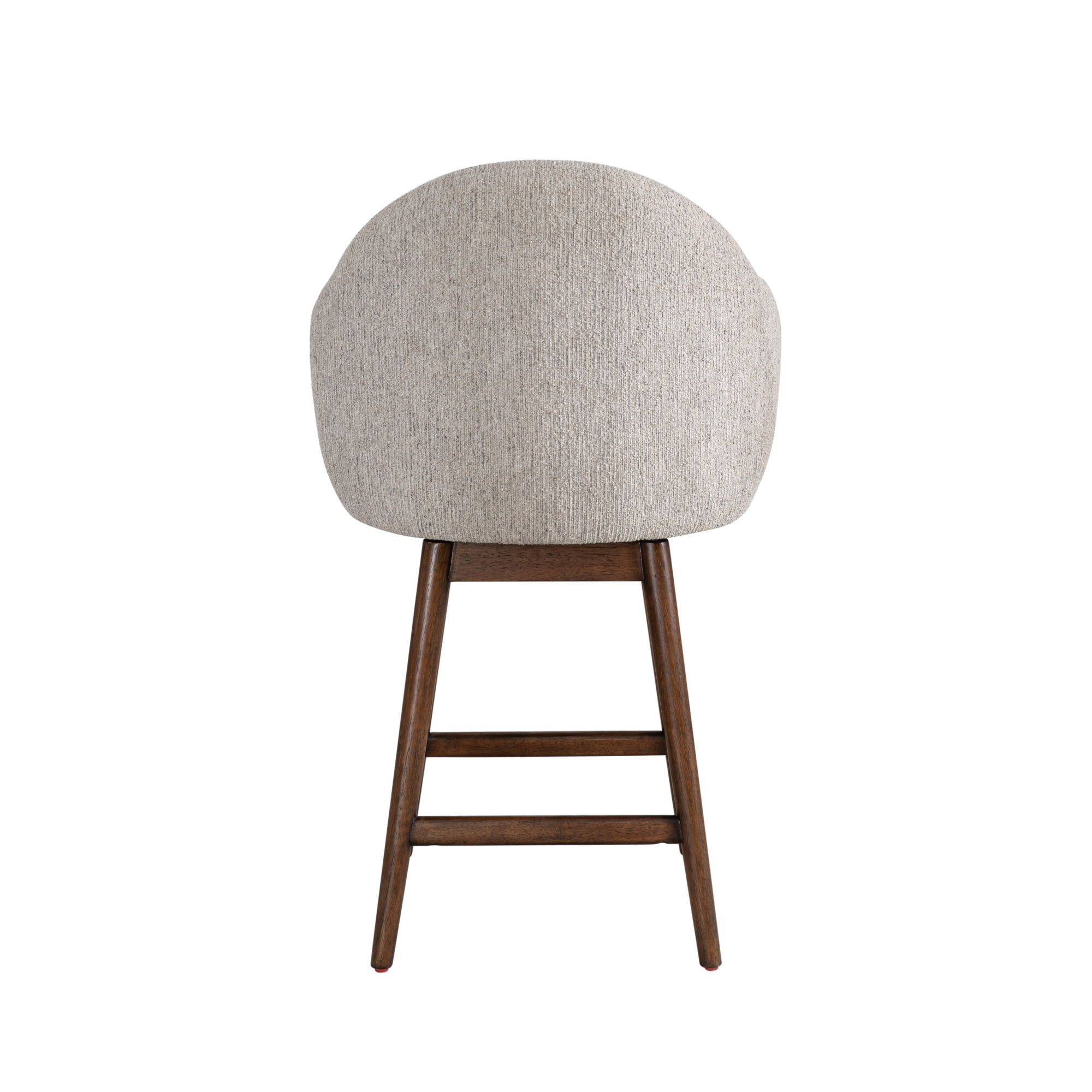 Jaxon Brown Solid Wood Upholstered 26" Counter Height Swivel Barstool with Morning Fog Fabric Seat - Set of 2