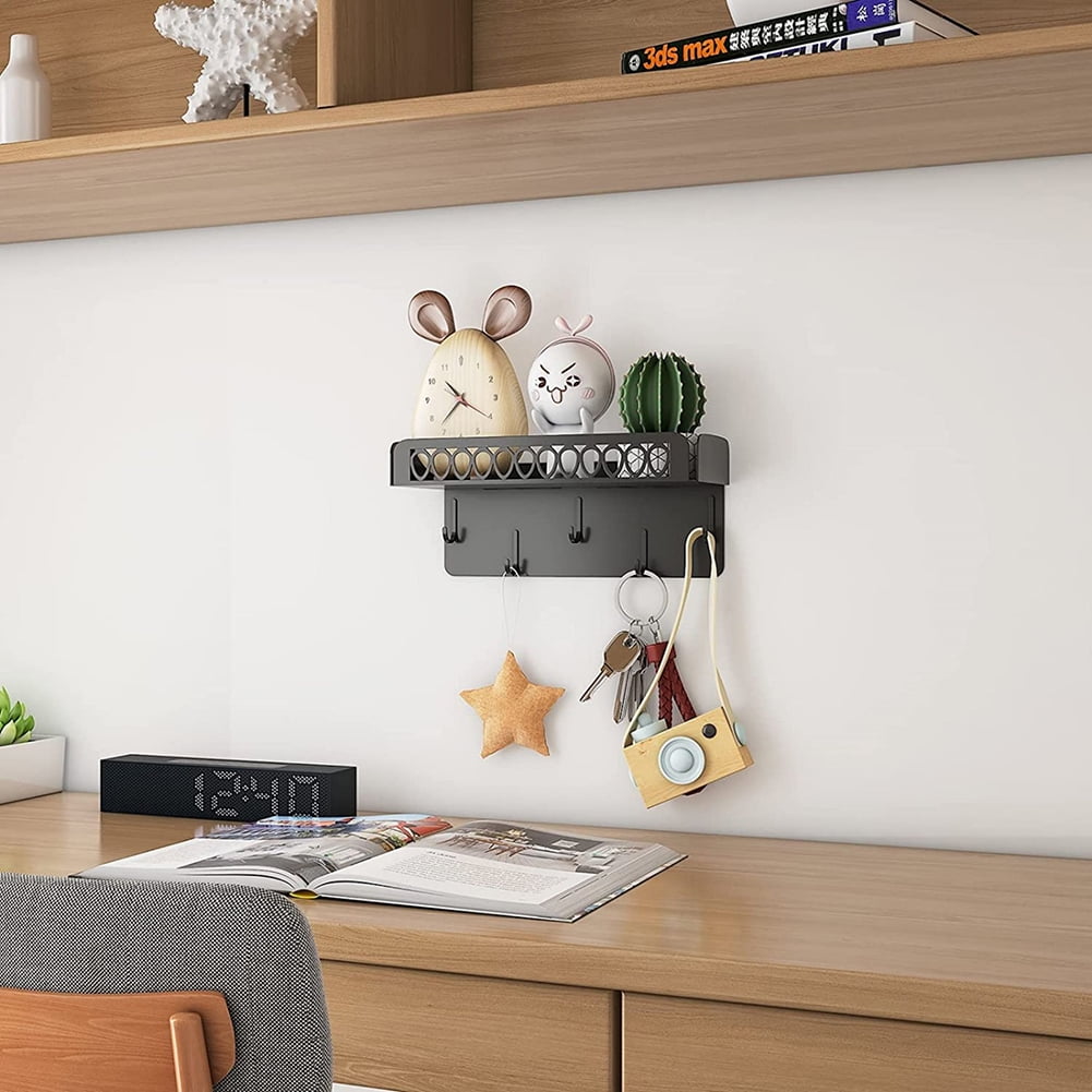 Kadyn Wall Mounted Key Hangers, Black Key Holder for Wall Decorative, Wall Mounted Mail Organizer for Entryway Mudroom Hallway Office