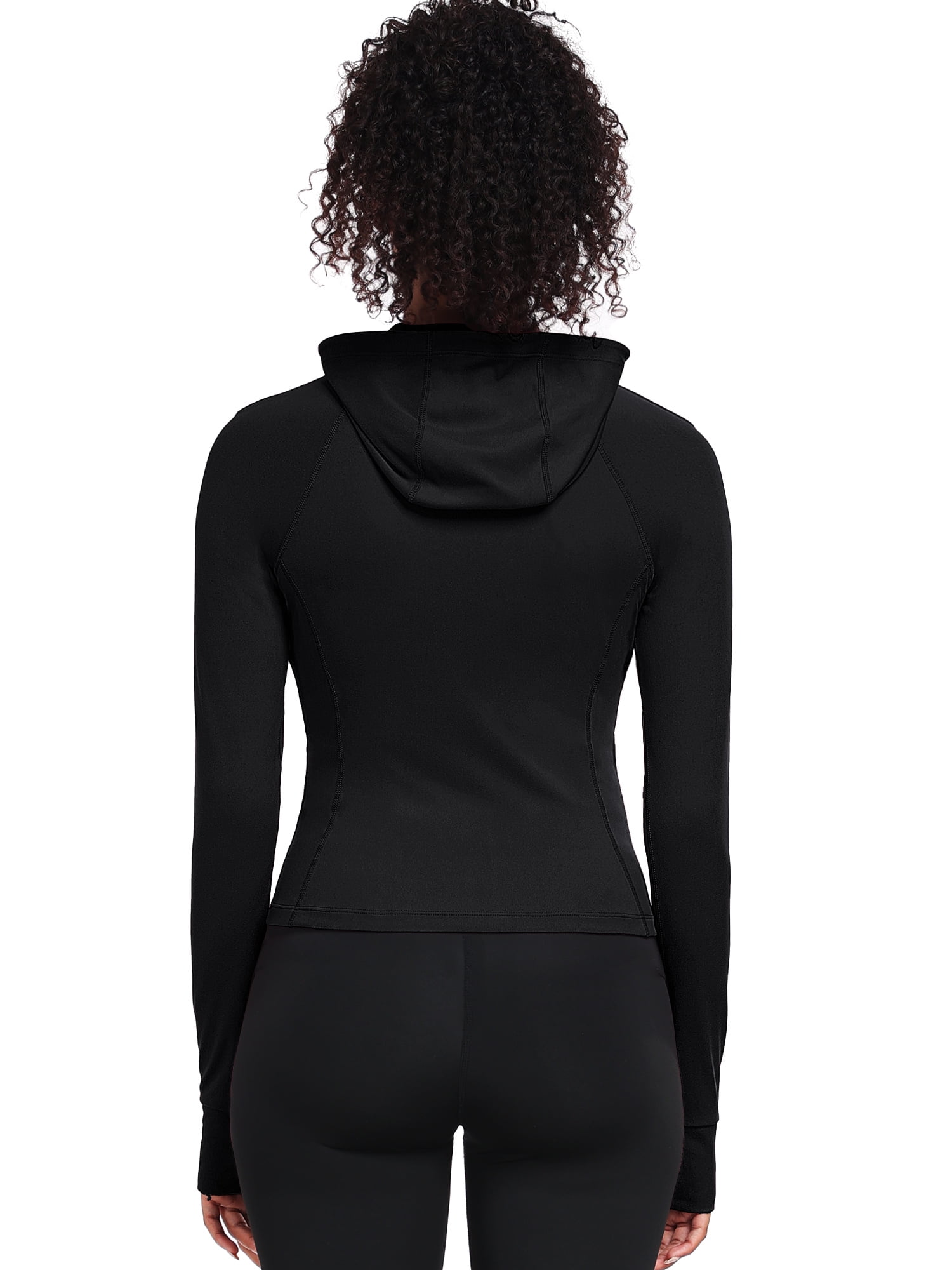 NELEUS Womens Hooded Athletic Jackets Zip Up Yoga Workout Jacket Slim Fit With 2 Inner Pockets,Black,US Size S