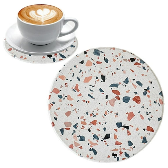 Placemat Kitchen Mat Colorful Terrazzo Tile Drink Stone Texture Chaotic Dots Modern Artistic Style Home Decor Diatomite Heat Diatomite 4 Inch for Cold Drinks Wine Mugs Cups
