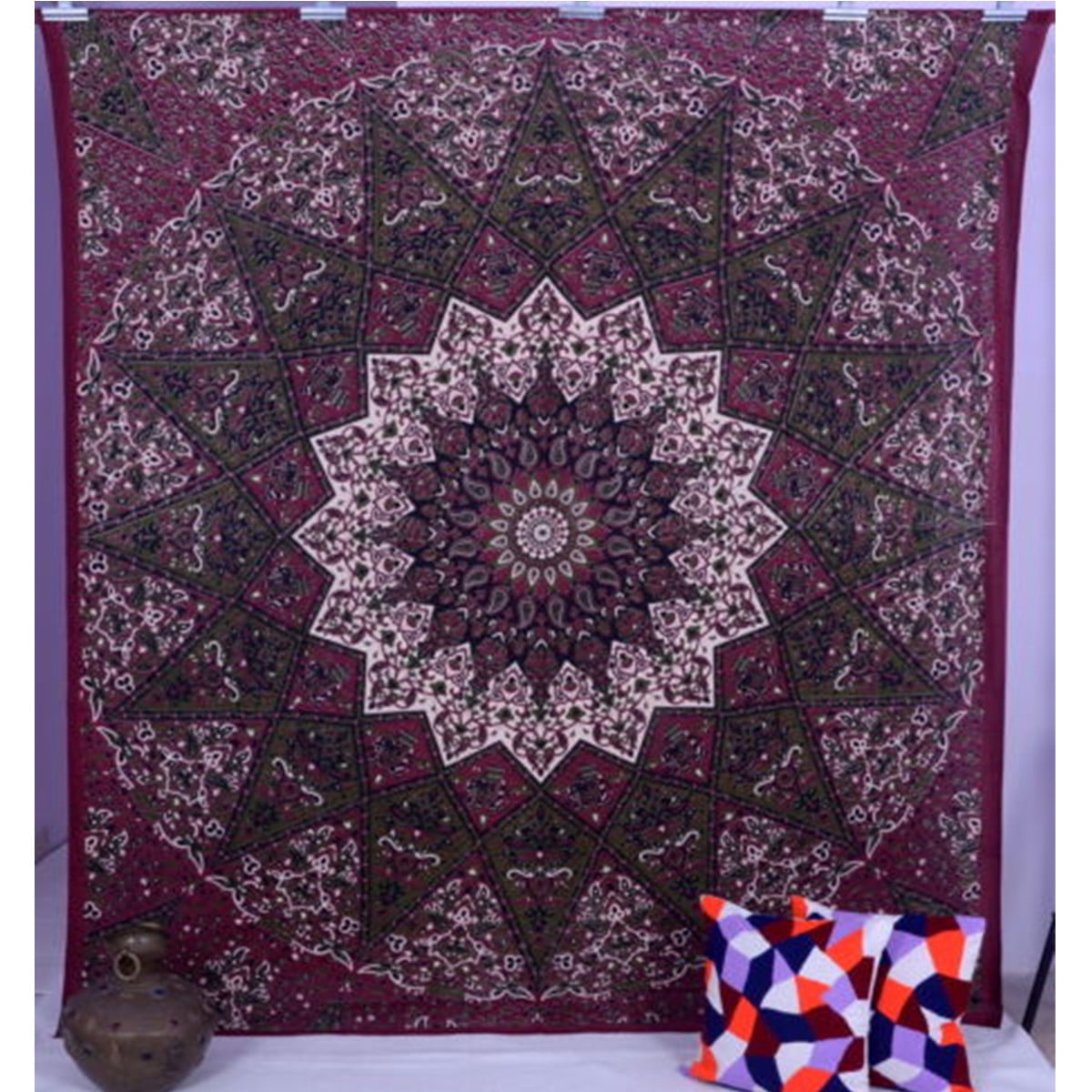Indian Mandala Tapestry Hippie Wall Hanging Bohemian Bedspread Dorm Decor Throw