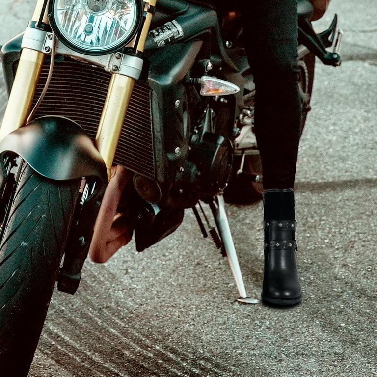Faux leather motorcycle boots 2025