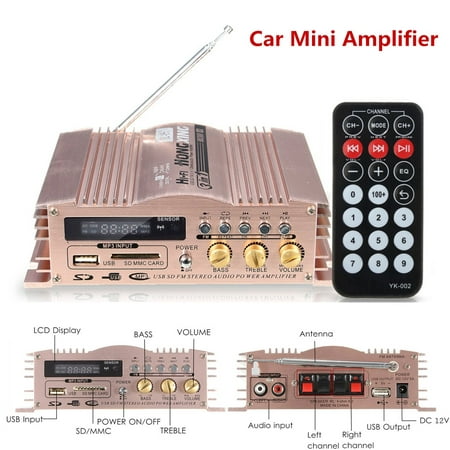 600W 2CH High Power Amplifier Mini Hi-Fi Stereo Audio Speaker FM Radio With USB/SD/MMC/FM Radio For Car Motorcycle Home Computer CD DVD PC MP3