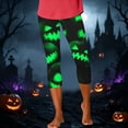 thumbnail image 4 of Yeaiivve Cropped Halloween Leggings for Women Funny Pumpkin Printed Tights Elastic High Waisted Workout Legging Soft Stretchy Pajama Bottoms L, 4 of 8