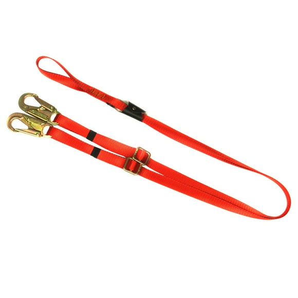 Fusion Climb Y Legged Lanyard with Double Locking Snap Hook, Red/Gold