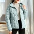 thumbnail image 2 of Womens Light Hooded Down Jacket Winter Warm Full Zip Quilted Puffer Padded Coats Casual Fashion Outerwear (3XL, Mint Green), 2 of 6