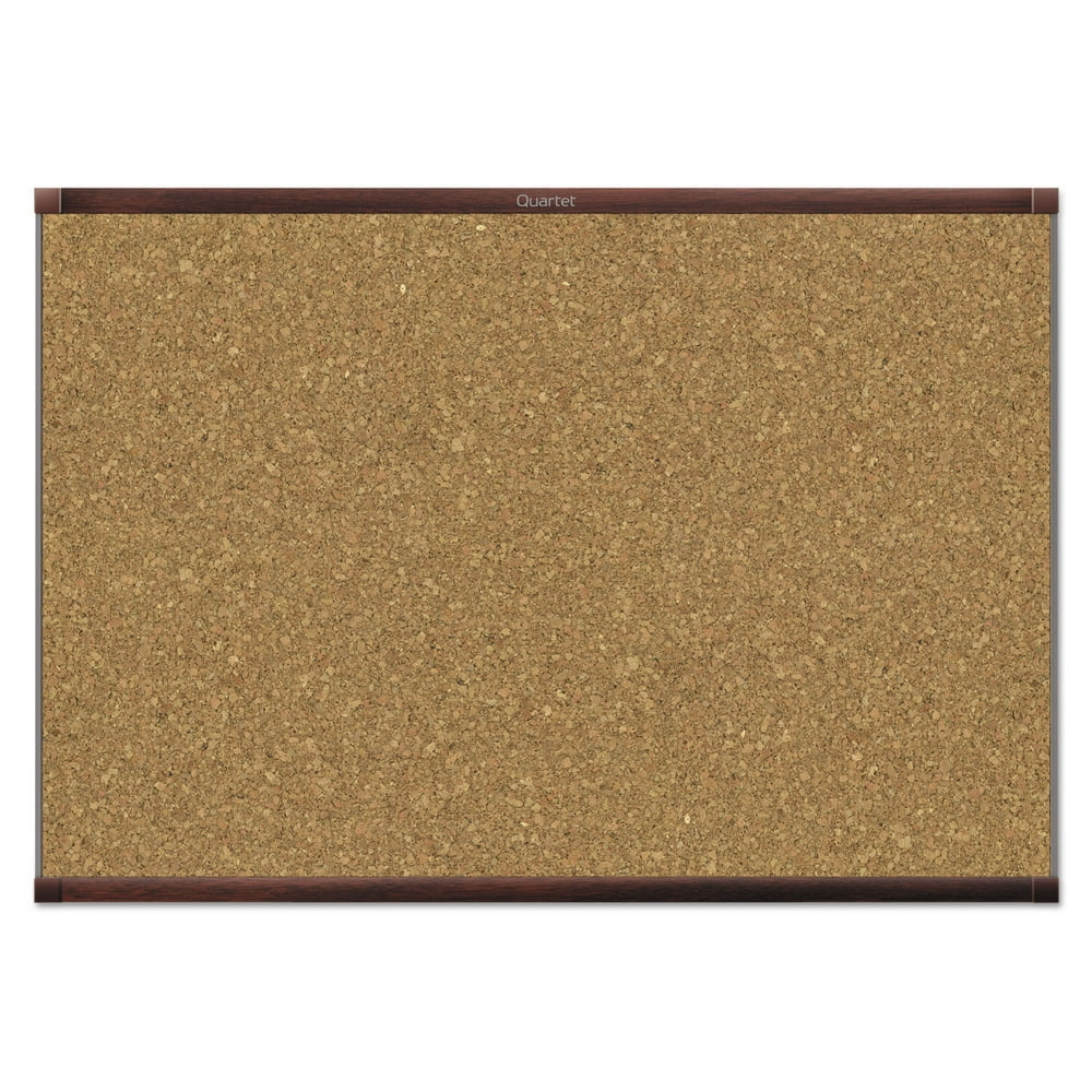 Quartet Prestige 2 Cork Bulletin Board 72 x 48 Mahogany Frame
