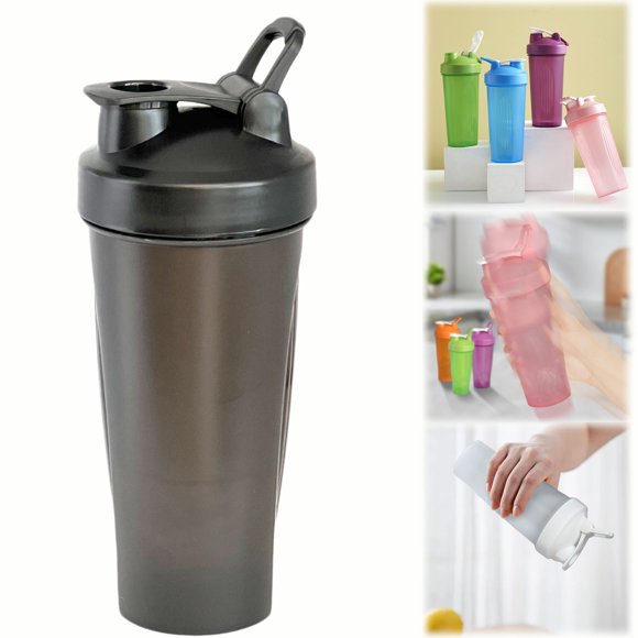 Shaker Bottles for Protein Mixes, Plastic Shaker Bottle with Whisk Balls, Protein Shaker Bottle with Wire Whisk Ball, Blender Bottle, 30 oz, 1 Pack, 8.26x3.74"(Black)