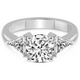 thumbnail image 4 of 2 Carat IGI Certified Round Shape Lab Grown Diamond Engagement Ring | 14K White Gold |Caroline Three Stone Side Trillion Diamond Ring | FG-VS1-VS2 Quality Friendly Diamonds, 4 of 6